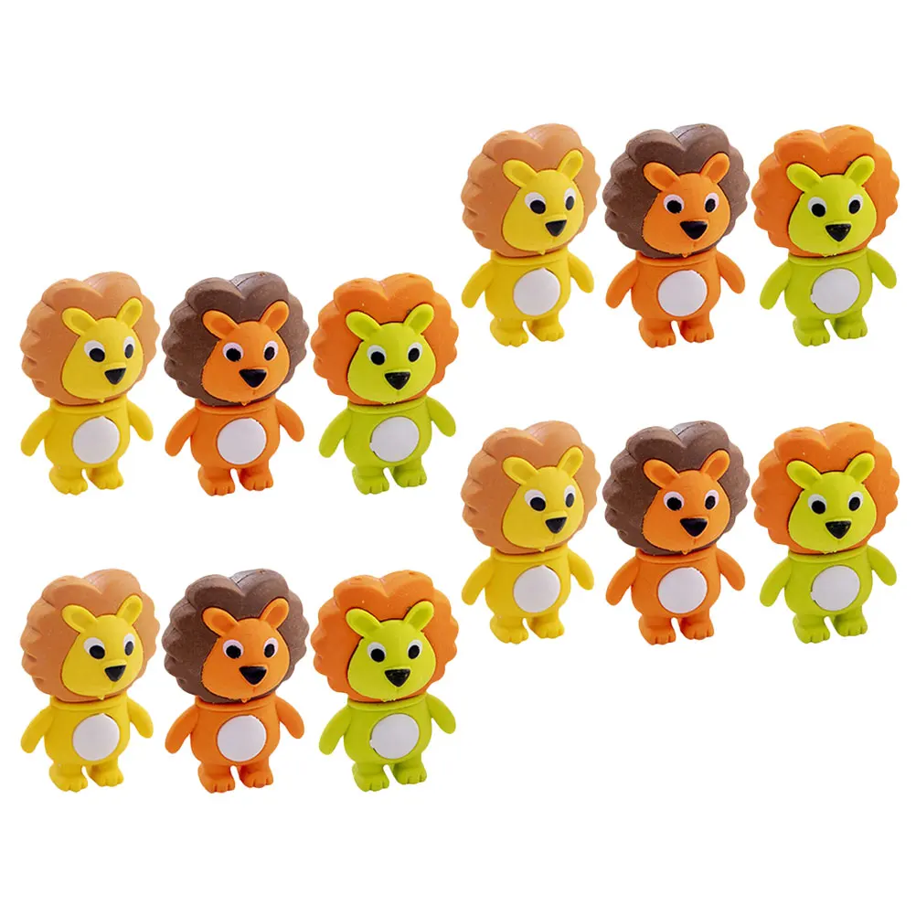 

12 Pcs Eraser Adorable Mini Cartoon TPR Cute Animal Bulk Drawing Student Accessory Portable Delicate Erasers For