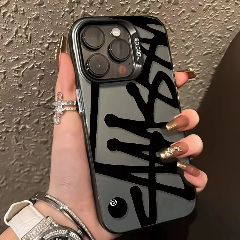 Funda de teléfono con diseño Irregular de línea negra creativa para iPhone 17 16e 16 15 14 13 12 11 mini Pro Max X XR XSMAX 8 7 Air Plus