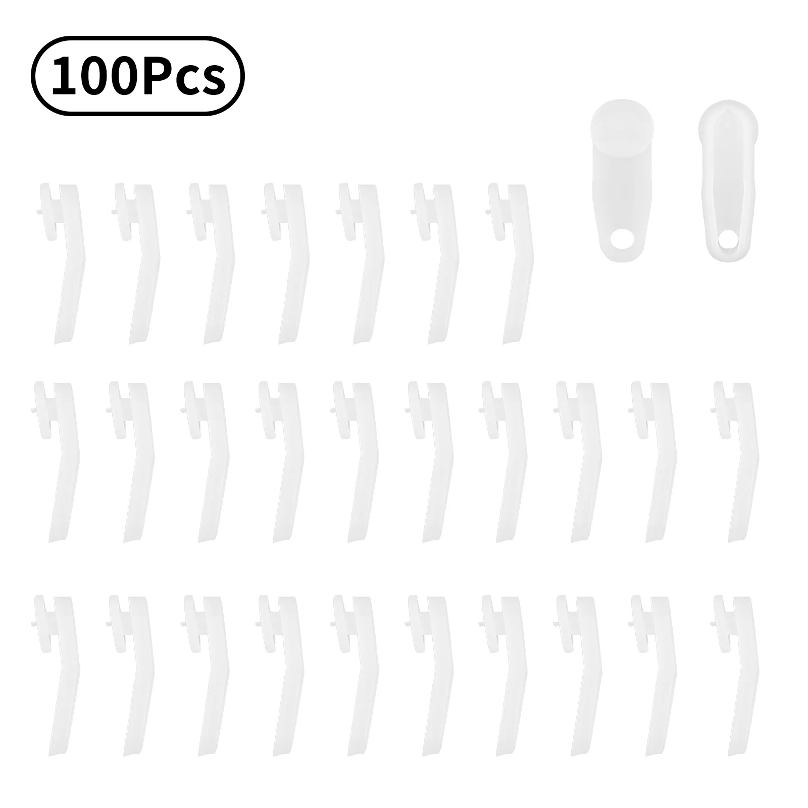 100 Curtain Track Glider Hooks White Plastic Snap-in Curtain Rail Track Hooks Traverse Rod Slides for Window Door Shower Curtain