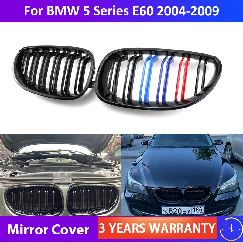 

for BMW 5 Series E60 E61 M5 520i 535i 550i 2003-2010 Car Front Kidney Grilles Racing grill Dual line Double Slat Auto Styling