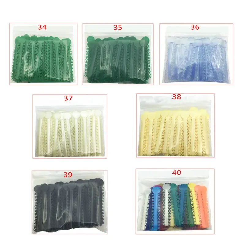 Elastic ortodôntico bandas de borracha para aparelhos, ligadura laços, opcional 40 cores, 40pcs por saco