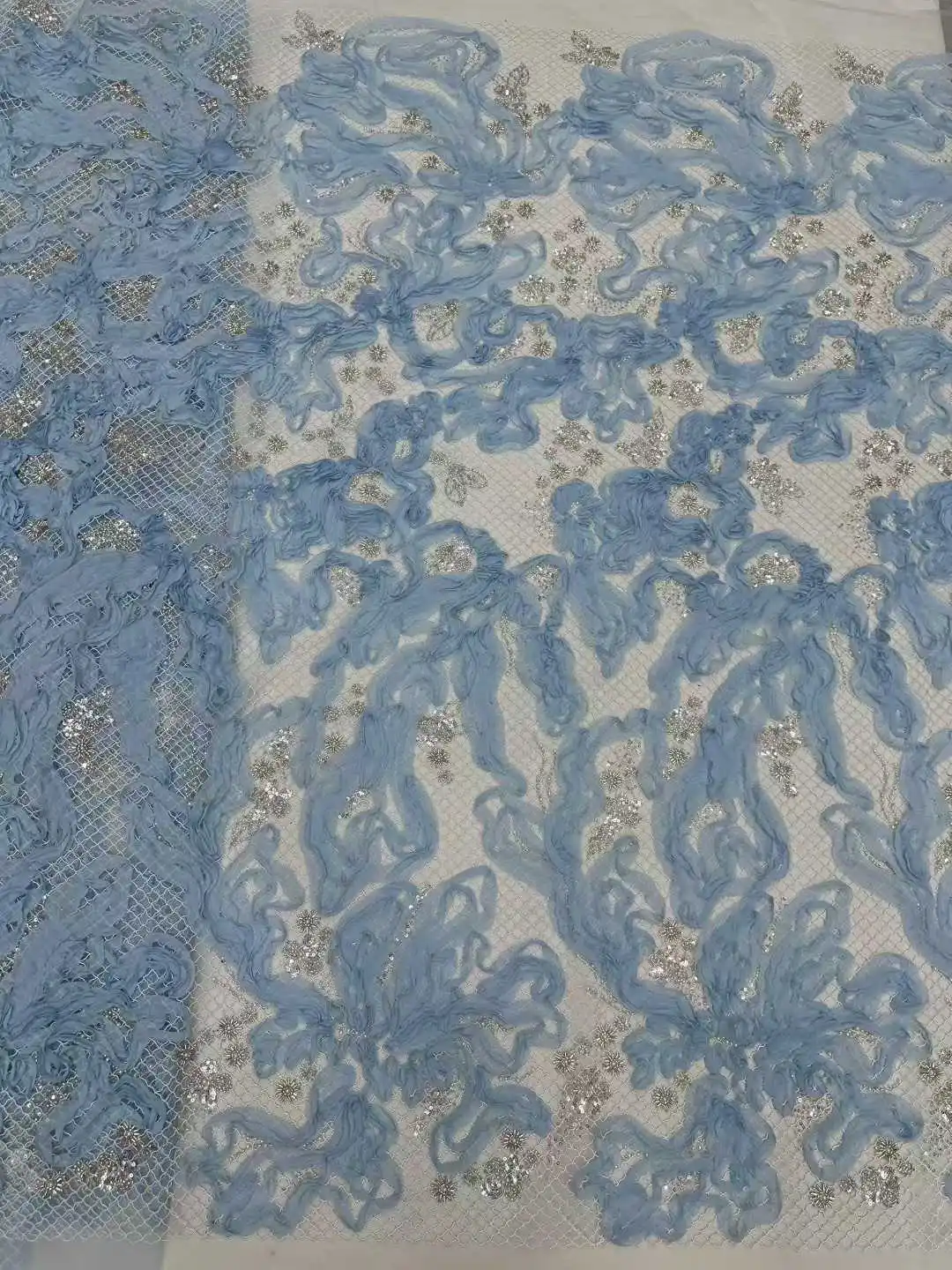 2026Latest Austria Best Quality Soft Elegant Luxrious Chiffon Lace with Stones Fabric for Wedding Evening Dresses NN2581_R