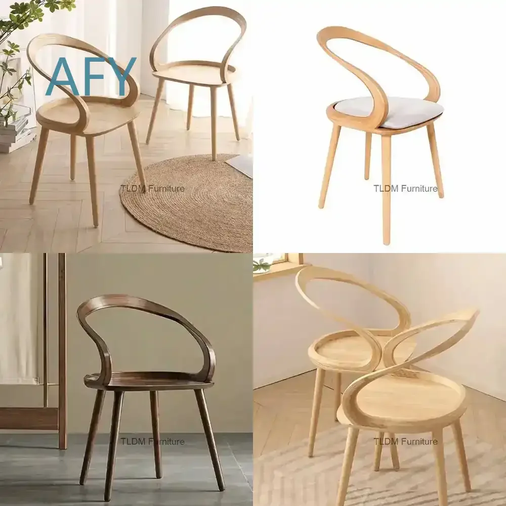 for Leisure Japanese Style Solid Wood Dining Chairs for Nordic Hotel Light Luxury Backrest Chair Kitchen Furniture Designer