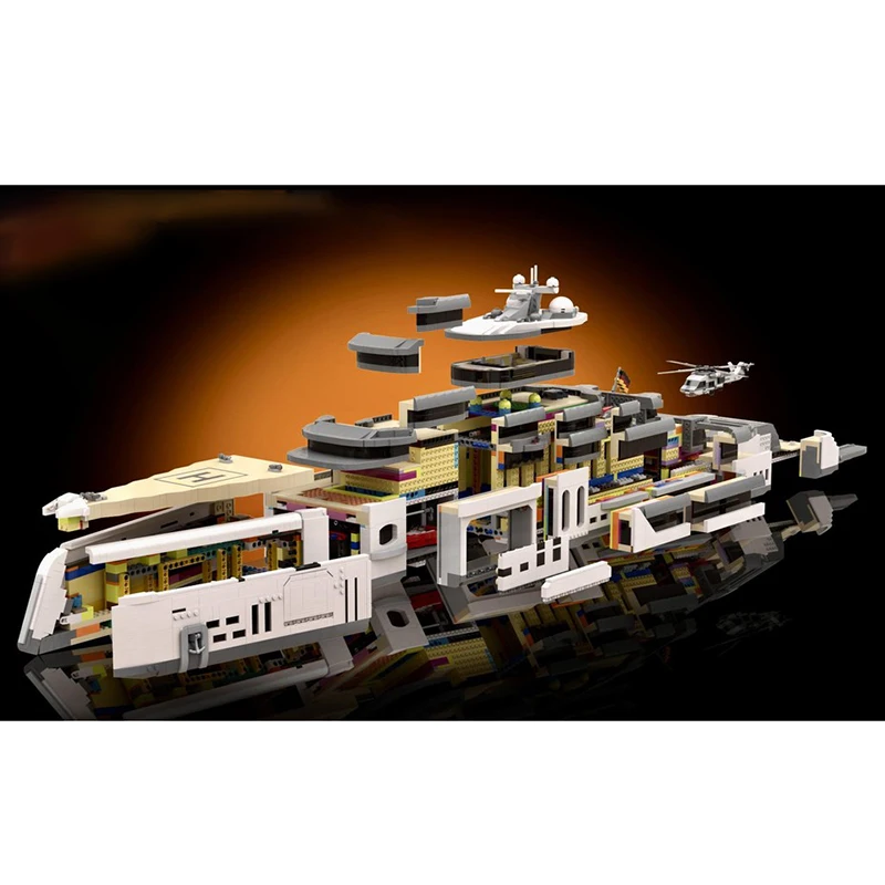 قوالب بناء Moc وحدات Majestic Monarch | يخت نموذج التكنولوجيا كتل عيد الميلاد DIY لعبة البناء الهدايا العسكرية #4