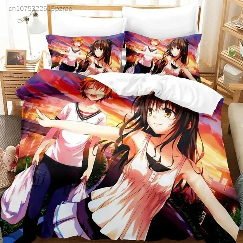 Anime Yami To LOVE-Ru Bedding Set Duvet Cover Bed Set Quilt Cover Pillowcase Comforter King Queen Size Boys Adult
