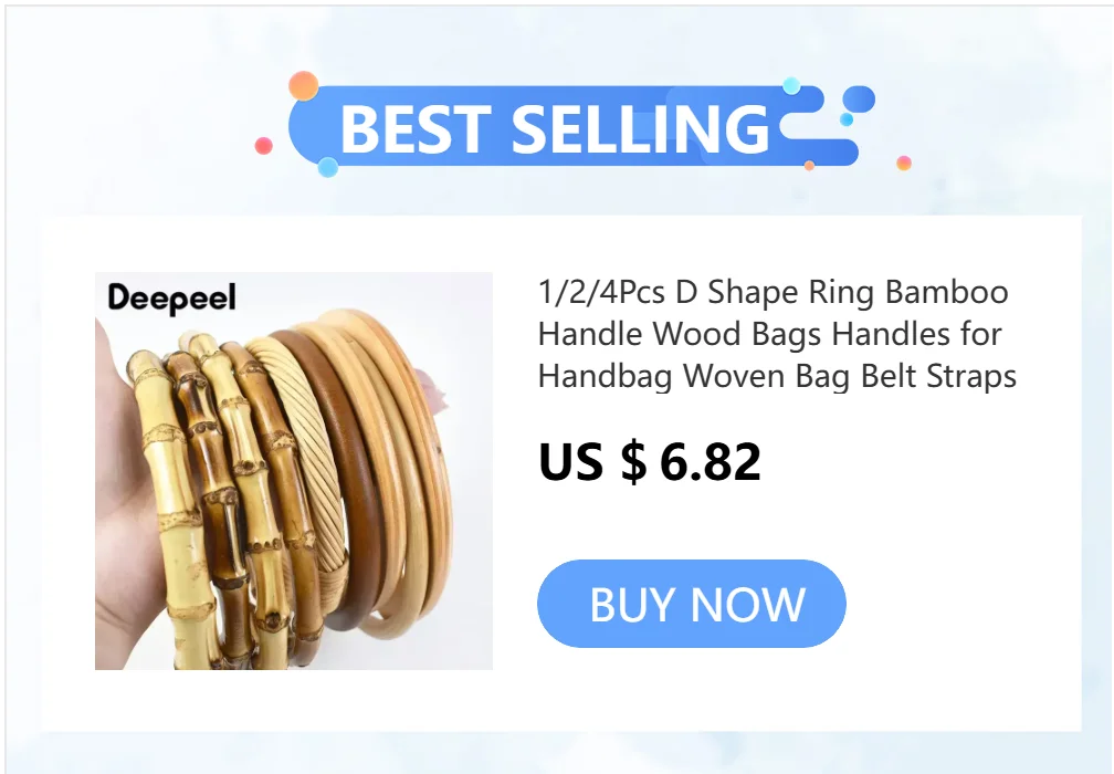 2Pcs Deepeel Round Wood Handle Wooden O Ring Bags Handles for Handbag Strap Purse Frame DIY Sewing Brackets Bag Accessories