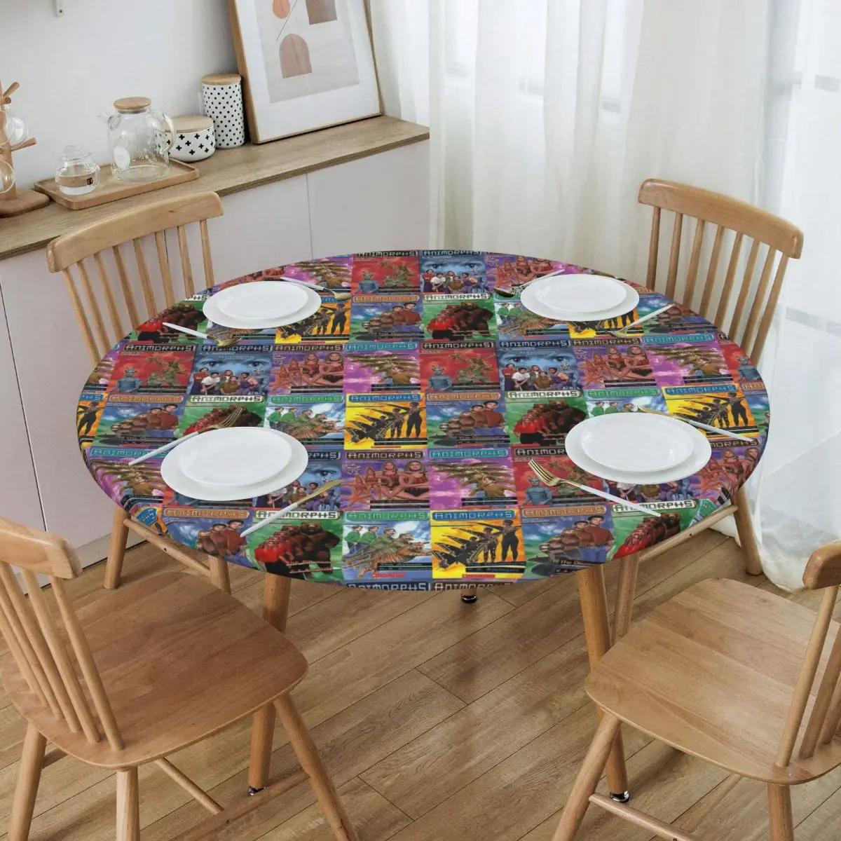 Animorphs Book Covers Waterproof Round Tablecloth Oilproof Table Cloth for Kitchen Events Dining Table Cover
