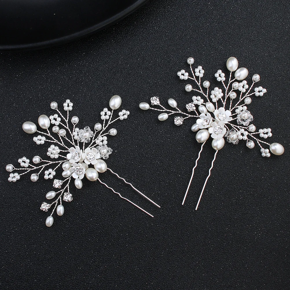 

1Pcs Handmade Silver Bride Pearl Rhinestone Hair Pin Wedding Hair Clip Bridal Headdress Elegant Accessory for Women