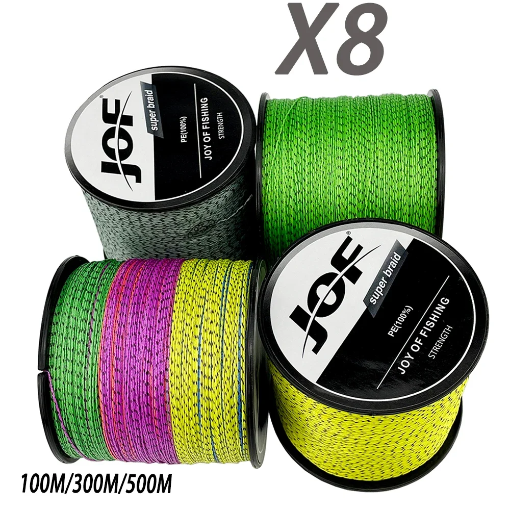 JOF 8Strands 100-500m Multicolor Invisible Braided Fishing LineX8 Spotted Sea Saltwater Carp Fishing Weave Extreme 100% PE