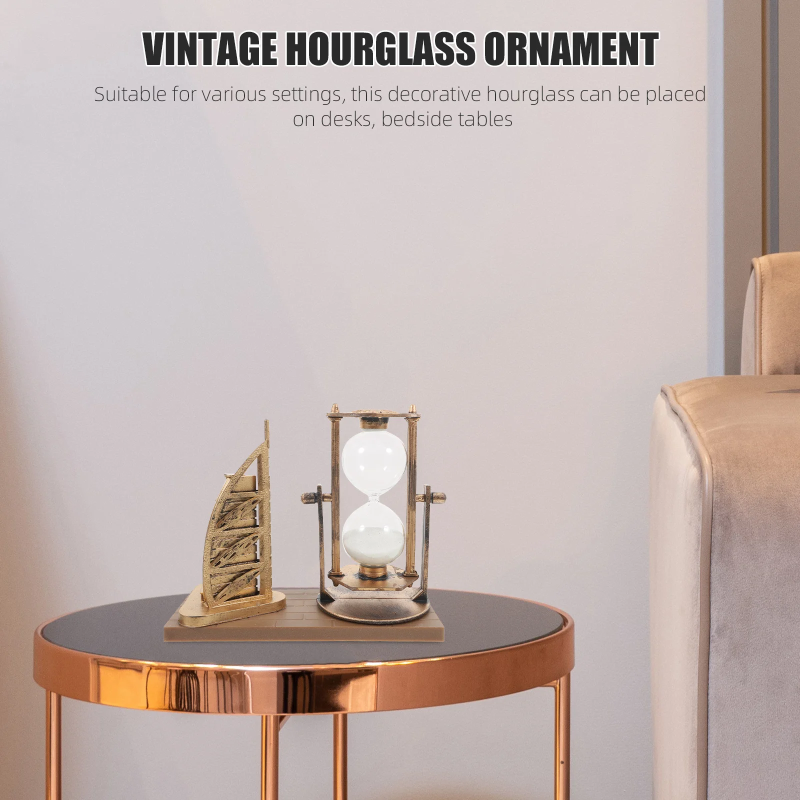 

Hourglass Ornaments Home Decor Delicate Timer Decorative 15mins Sand Engraved Brass Vintage