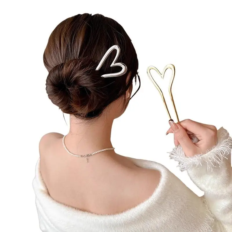Koreanische Neue Haarnadeln Haarstäbe Herz Geometrisch Metall Trendige Metall-Haaraccessoires Kopfschmuck Frisur für Frauen Mädchen Schmuck – Detail 7