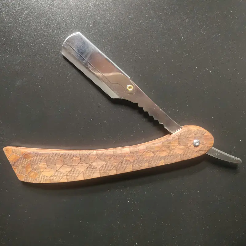 Maquinilla de afeitar con mango de madera para hombre, maquinilla de afeitar clásica, profesional, para corte de pelo de peluquero, tipo de hoja de cambio, 1 unidad