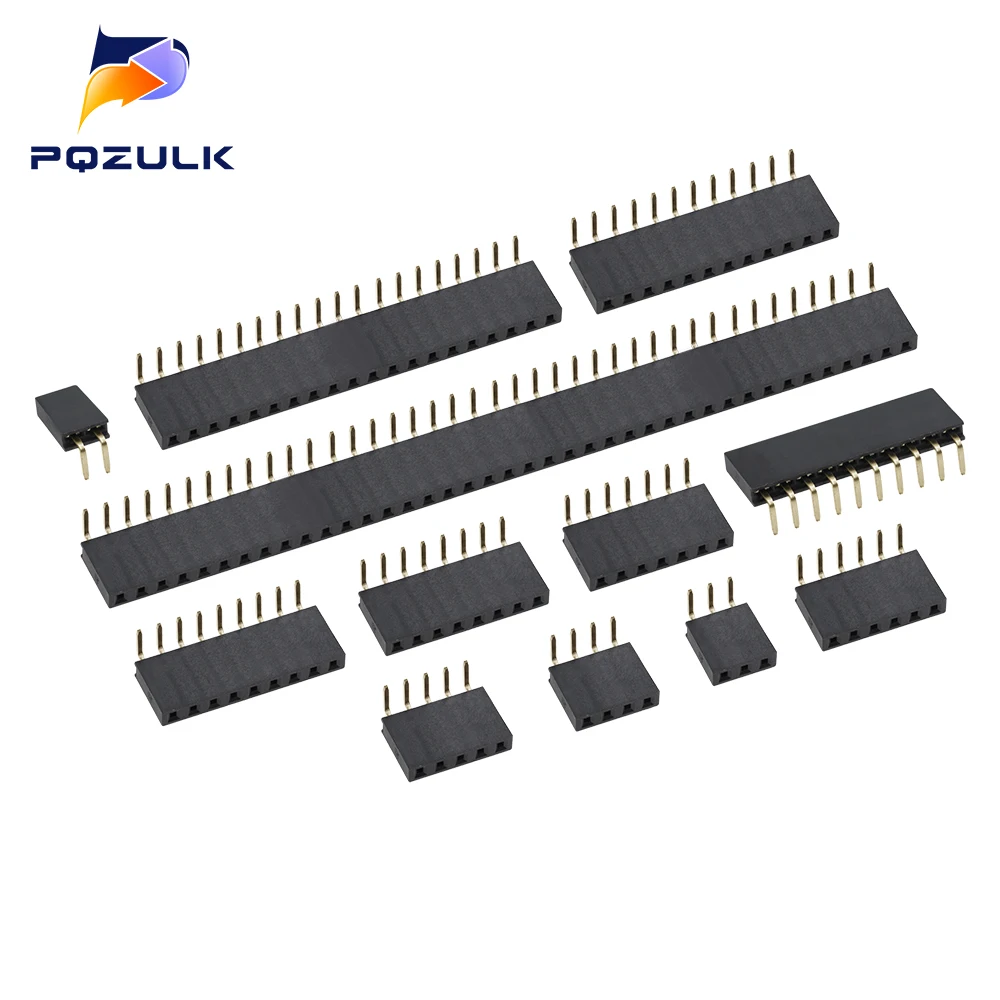 10Pcs Single Row 90 degree bent Female Header Socket Pitch 2.54mm 1*2P 3P 4P 5P 6P 7P 8P 9P 10P 20P 40Pin Connector