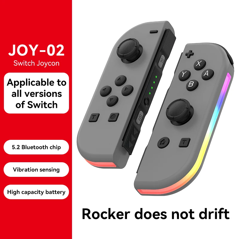 Joy Controller BT 5.2 RGB LED Switch L/R Joypad for Nintendo Switch/Lite/Oled JoyCon Gamepads Joystick with Dual Vibration