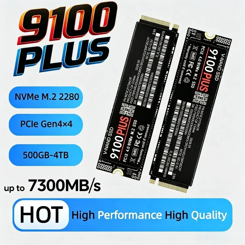 9100 PLUS M.2 2280 NVMe SSD PCIe Gen4.0 X4 500GB-4TB 7300MB/s TLC 3D NAND Internal Gaming Drive for PS5 PC Laptop Desktop