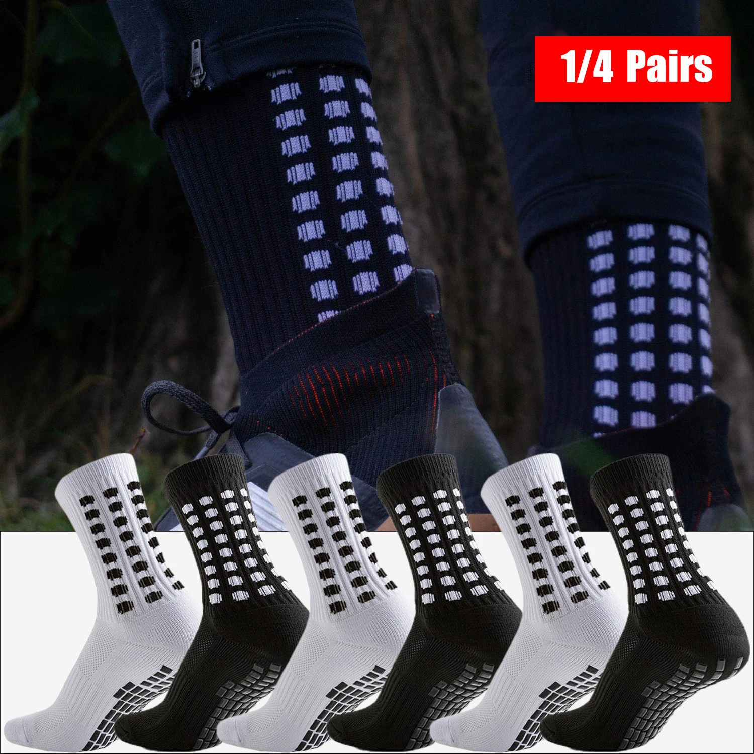 

1/4 пары мужских и женских нескользящих спортивных носков с улучшенной ручкой. Подходит для всех видов спорта — носки, которые можно стирать в машине.