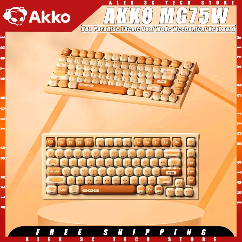 

AKKO MONSGEEK MG75W Mechanical Keyboard Bun Paradise theme Dual Mode Wireless Hot Swap Customized Gaming Keyboard Pc Accessories