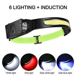 LED Induction Head Flashlight COB XPE 2in1 Cycling Headlamp High Lighting Hiking Camping headlight led rechargeable head lantern