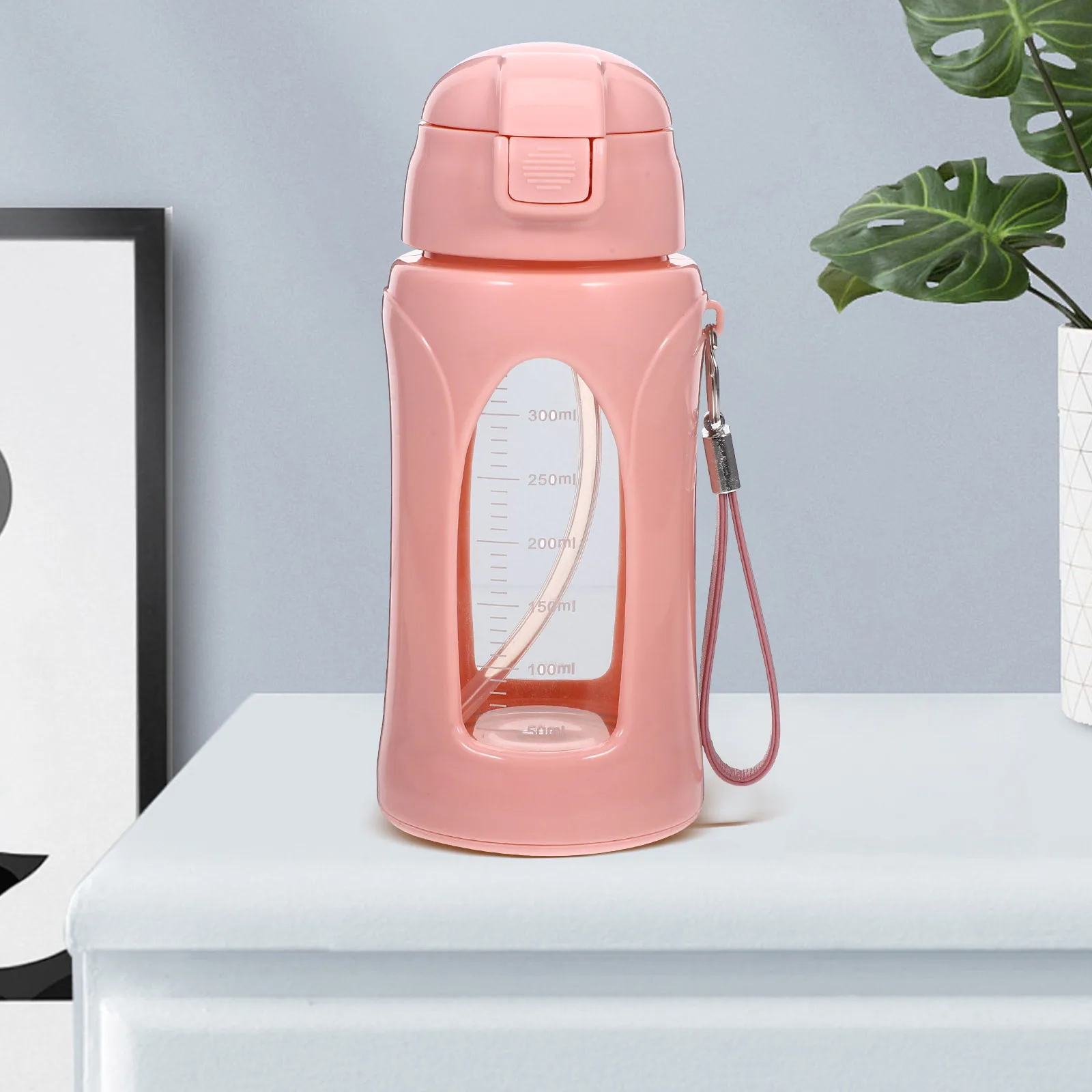 

1Set Maternity Straw Cup Portable Glass Water Bottle with Handle Rope Leak Proof for Outdoor Fitness Gym Sports