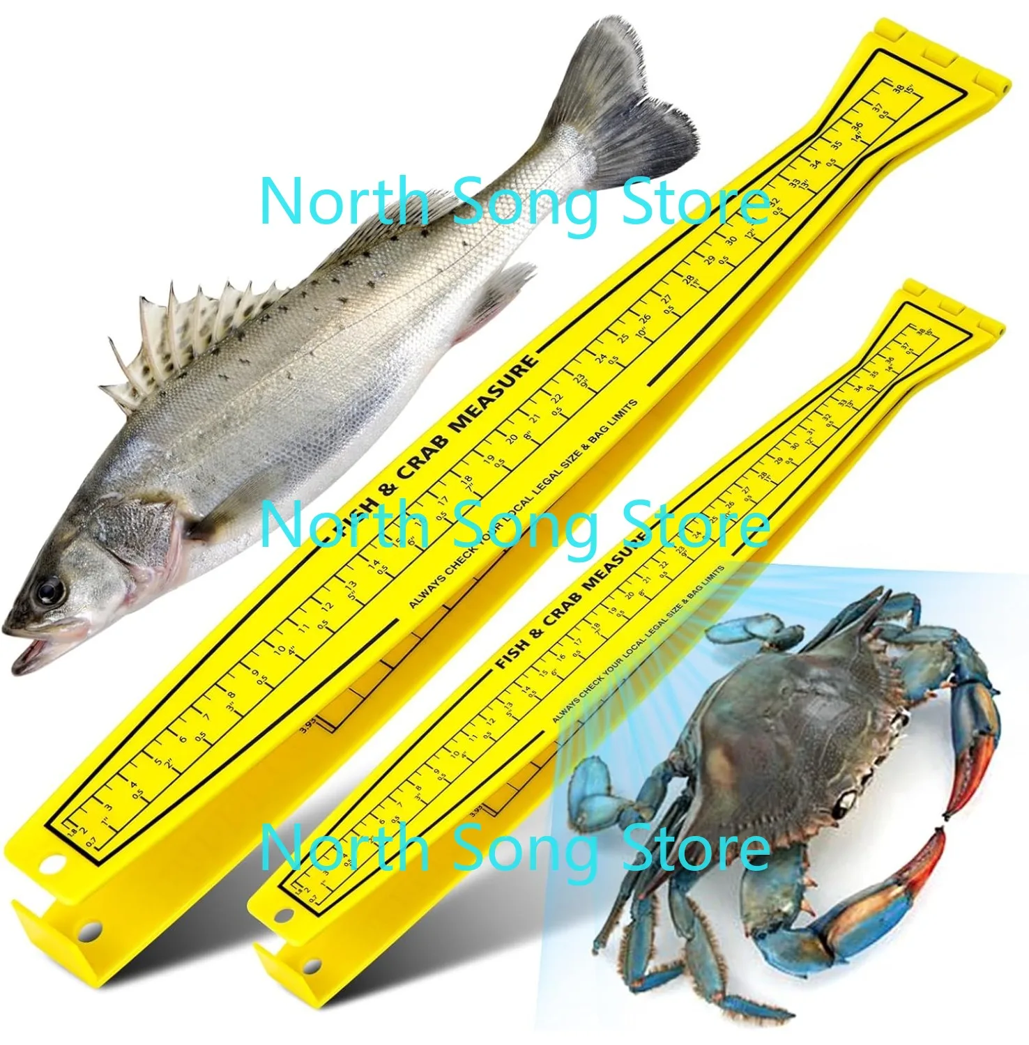 魚計量ボード-32インチ折りたたみ式釣り定規軽量バンプボード-見やすい携帯用カニ&魚測定器