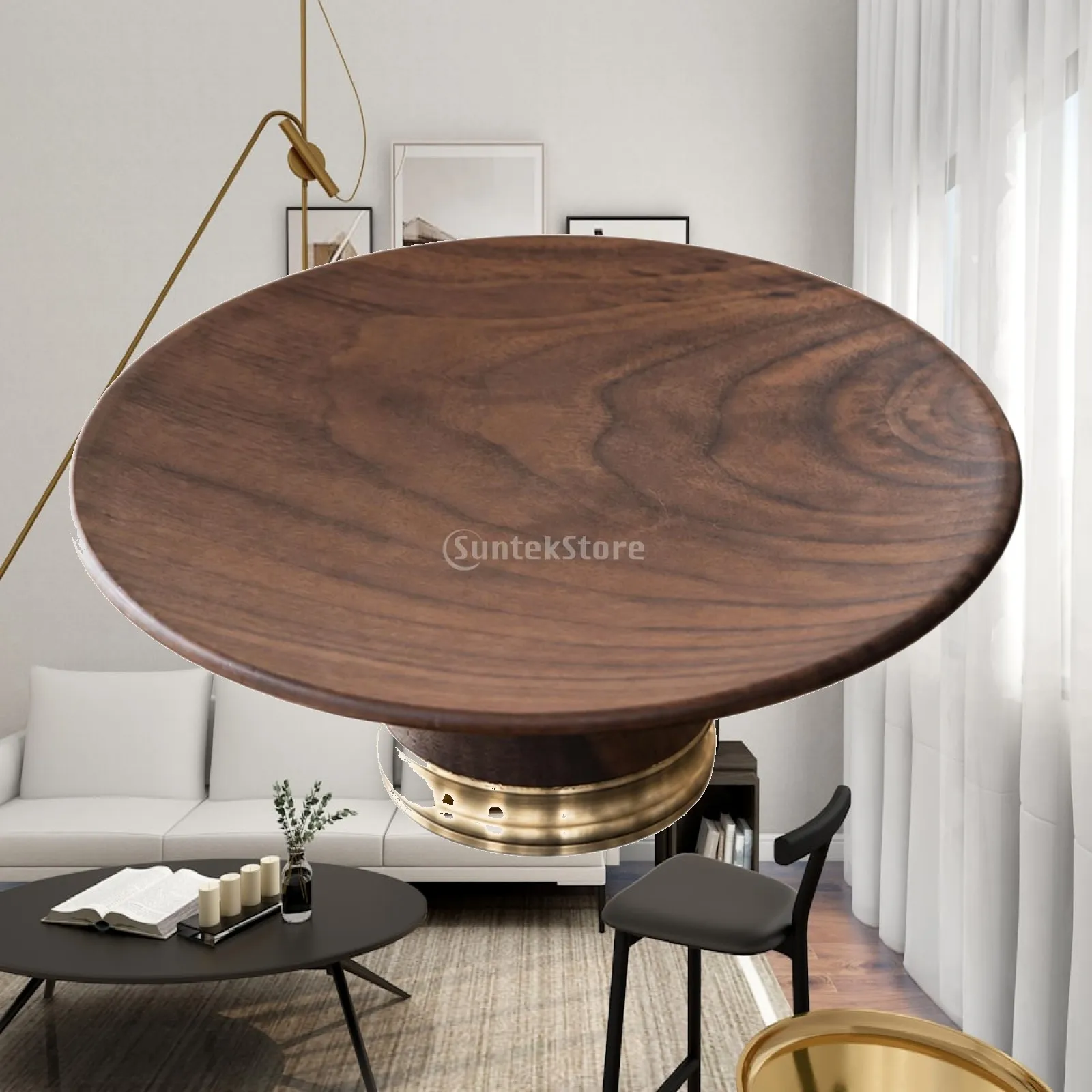 Walnut Wood Snack Serving Tray Pedestal Style for Pastry Fruit Assorted Treats Home Hotel Tabletop Display Piece