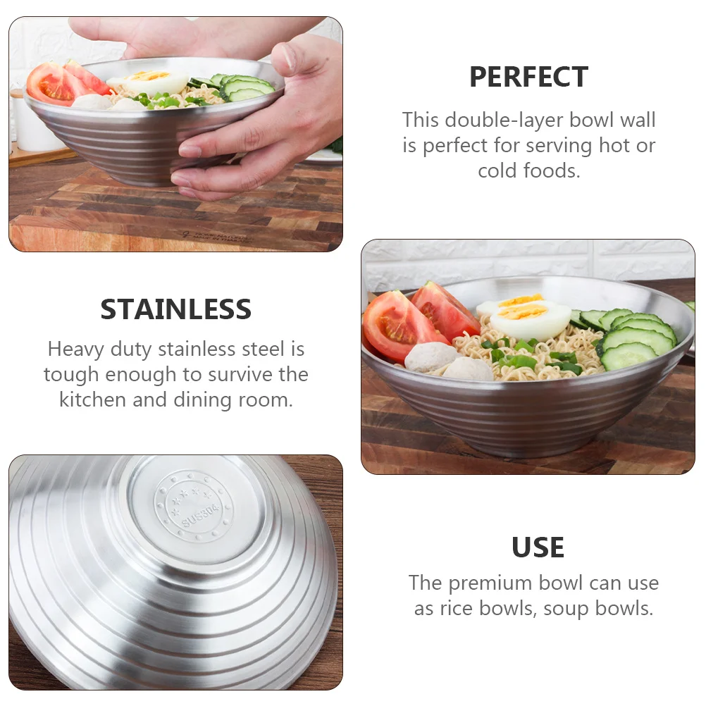 1 قطعة وعاء المعكرونة قسط الفولاذ المقاوم للصدأ الحرارية معزول ل شوربة الأرز الآيس كريم وجبات خفيفة المنزل مطعم استخدام حاوية الغذاء #4