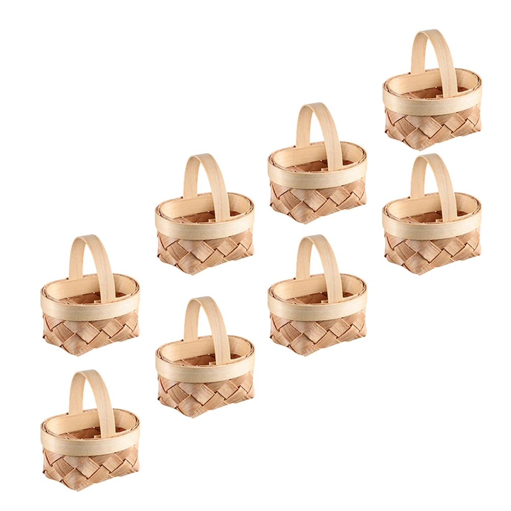 12 Pcs Wood Chip Basket Storage Baskets Mini Set Easter Tiny Flower Girl Bride Child Wooden