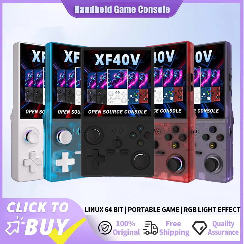 

2026 New XF40V Retro Handheld Game Console Linux System 4.0 Inch IPS Screen 22000+Games Built-in Wi-Fi Portable Kid Game Console
