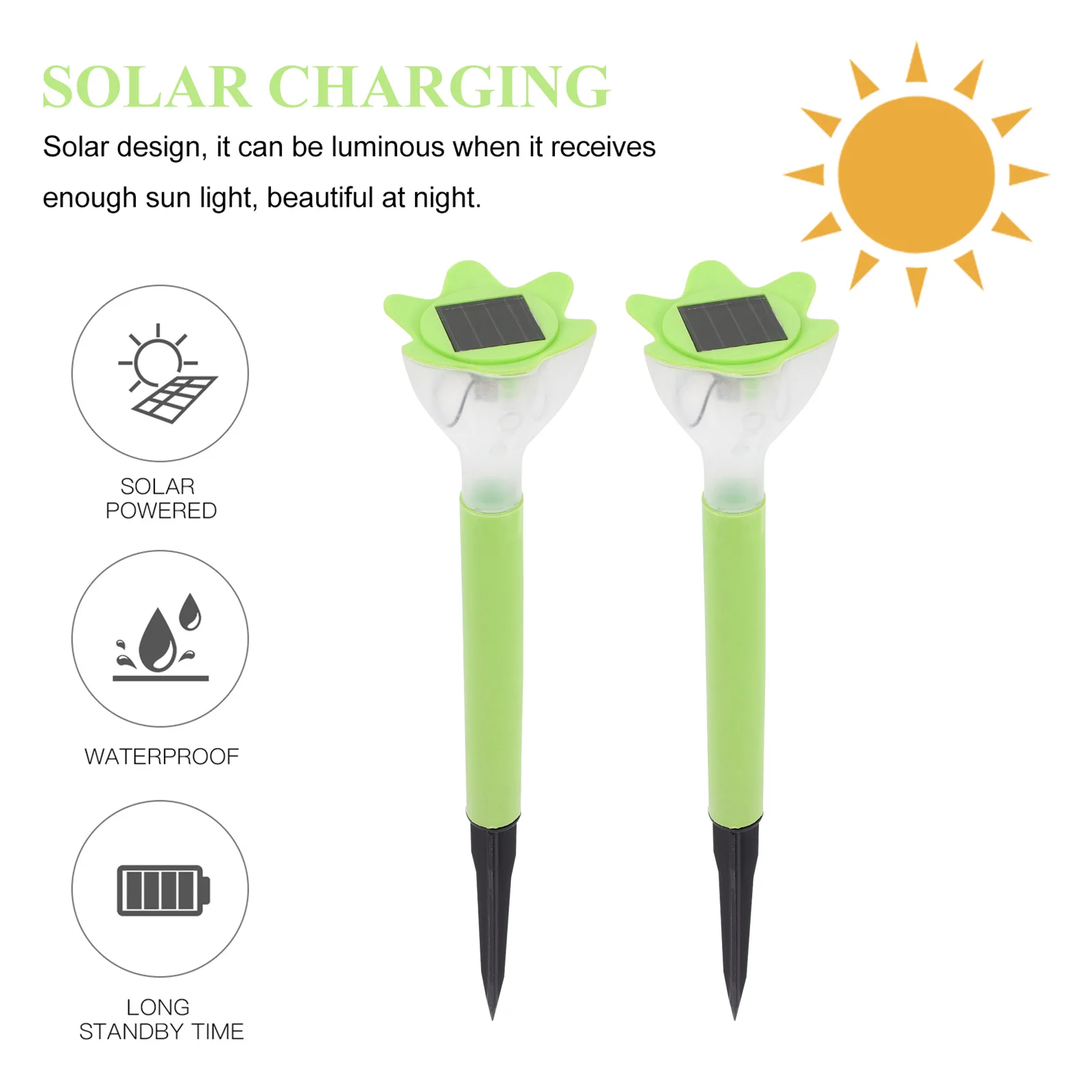 

2Pcs Solar Flower Lights Beautiful Outdoor Garden Decoration Waterproof LED Pathway Stakes Solar Powered Durable Plastic