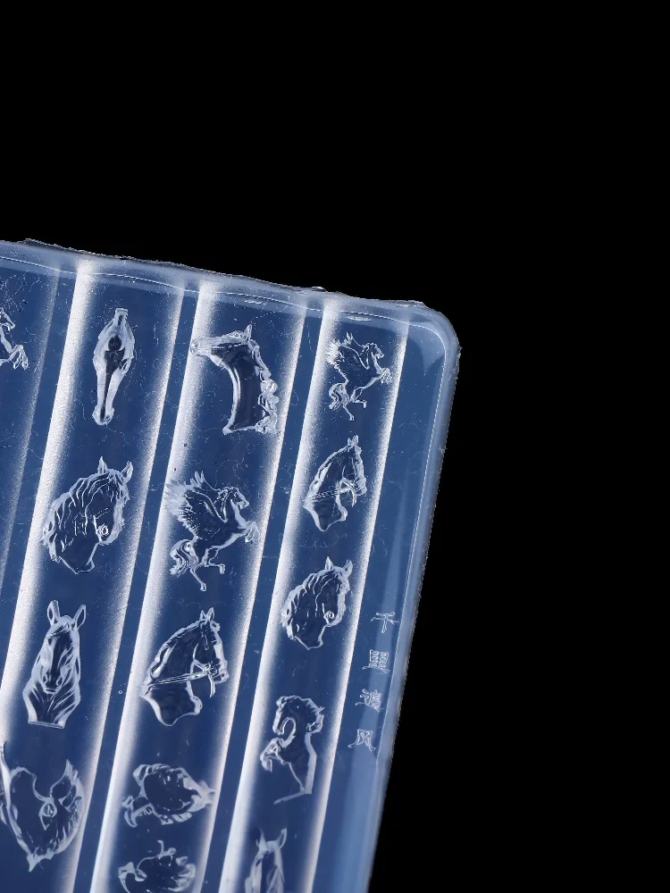 Transparent Embossed Horse Head Silicone Nail Mold Mixed Sized Shaped Soft Carving Stamping Plates DIY Manicure Art Mould Tools.