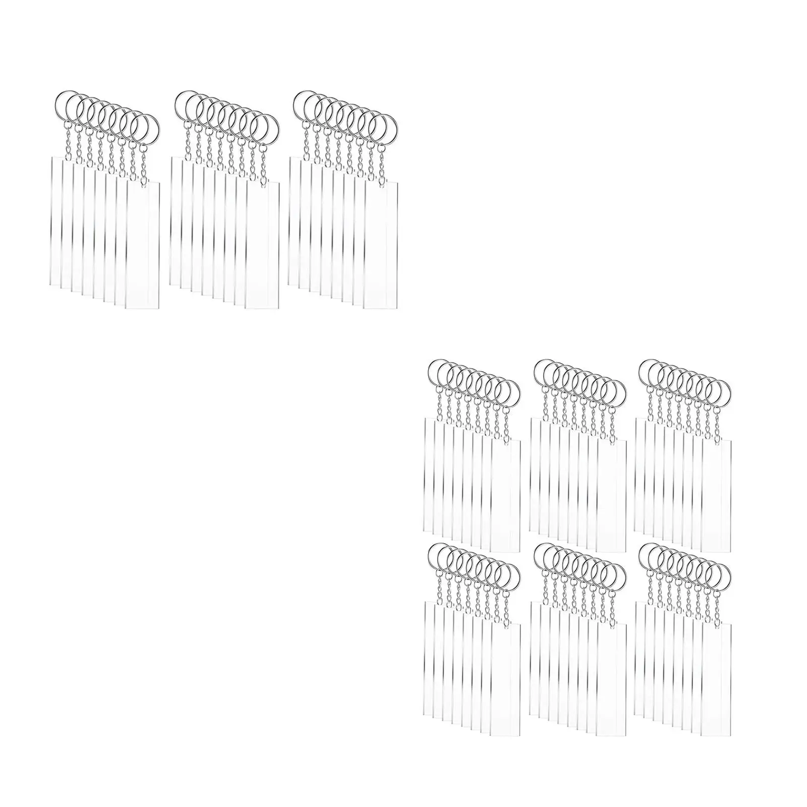 Rectangle Acrylic Keychain Blank Set Gifts Supplies Hardware Ornament Crafts Set