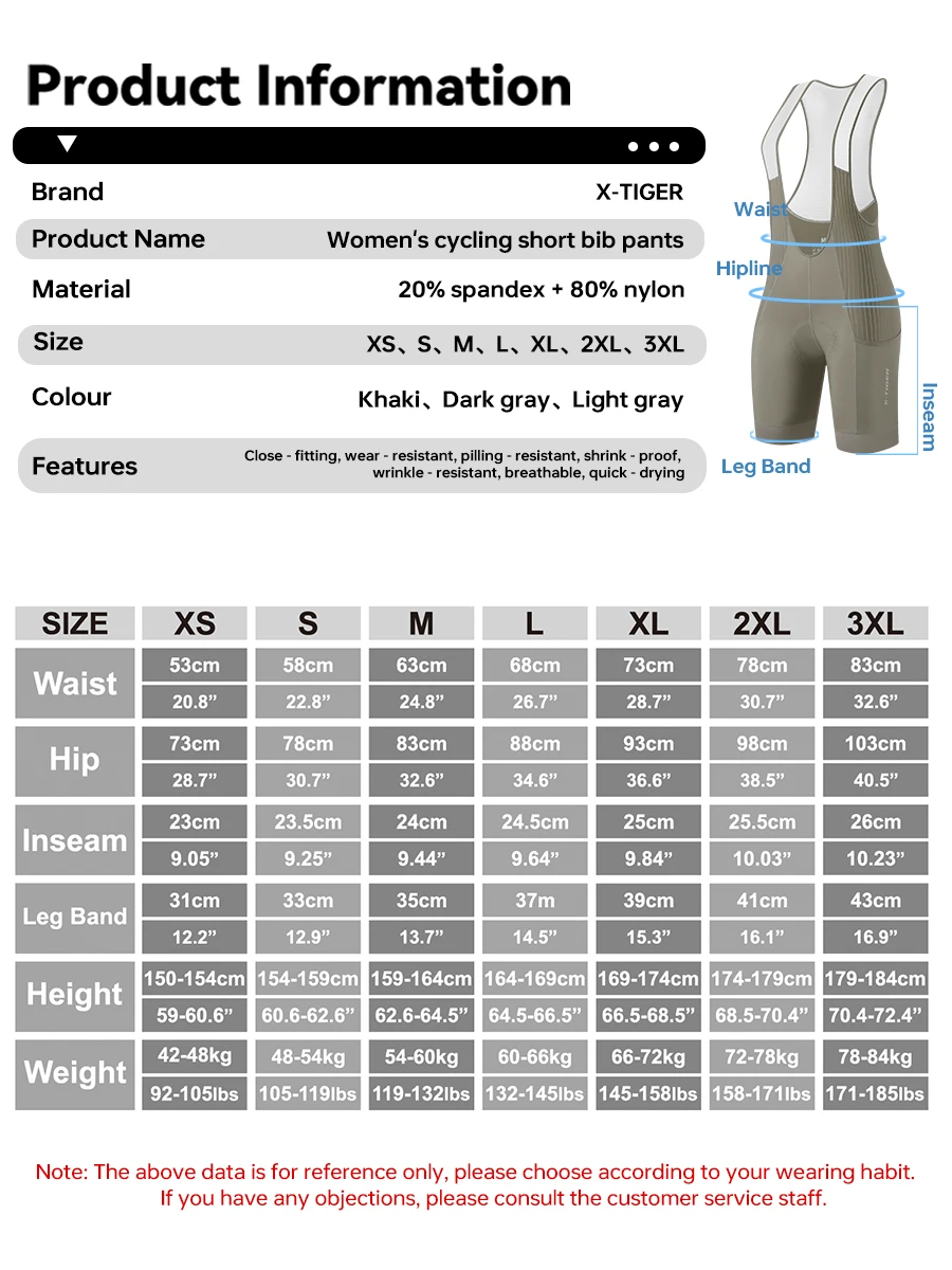 X-TIGER Trägerhose für Damen, 5D dicke Polsterung, Mountainbike- und Rennrad-Trägerhose, Sommer UV-Schutz, professionelle Radlerhose – Detail 3
