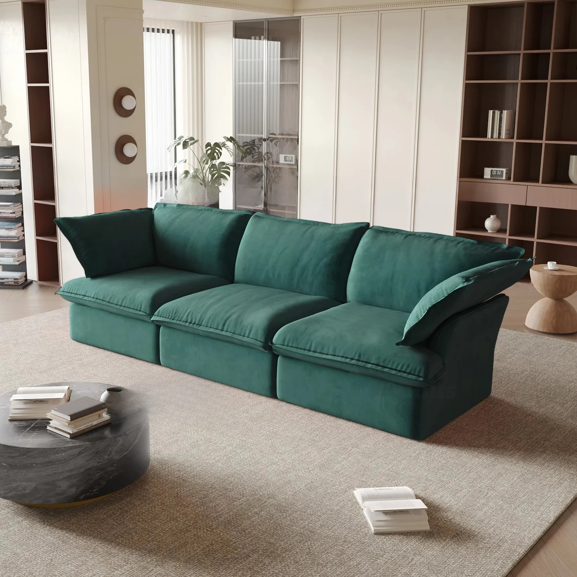 

Мягкий велюровый модульный угловой диван для гостиной