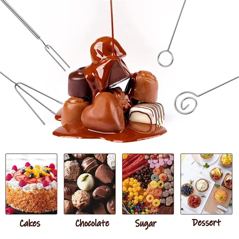 ABRU-7Pcs Chocolate Dipping Tools Set, Stainless Steel Candy Dipping Forks And Swirl Dippers For Pastry Chef Desserts