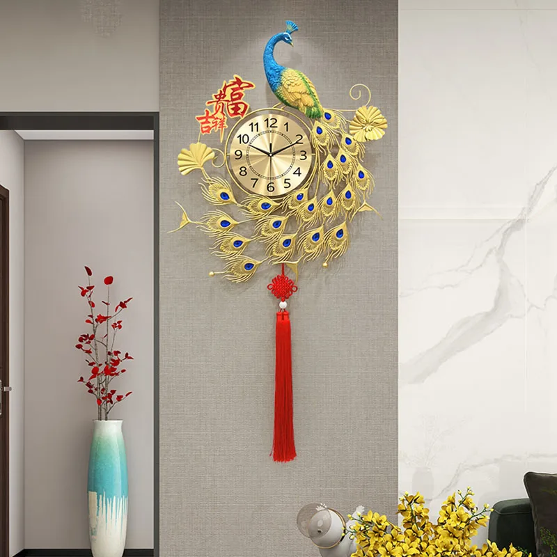 Modern Peacock Wall Clocks Art Mural Luxury Aesthetic Design Wall Watch Minimalist Silent Nordic Reloj De Pared Home Decoration