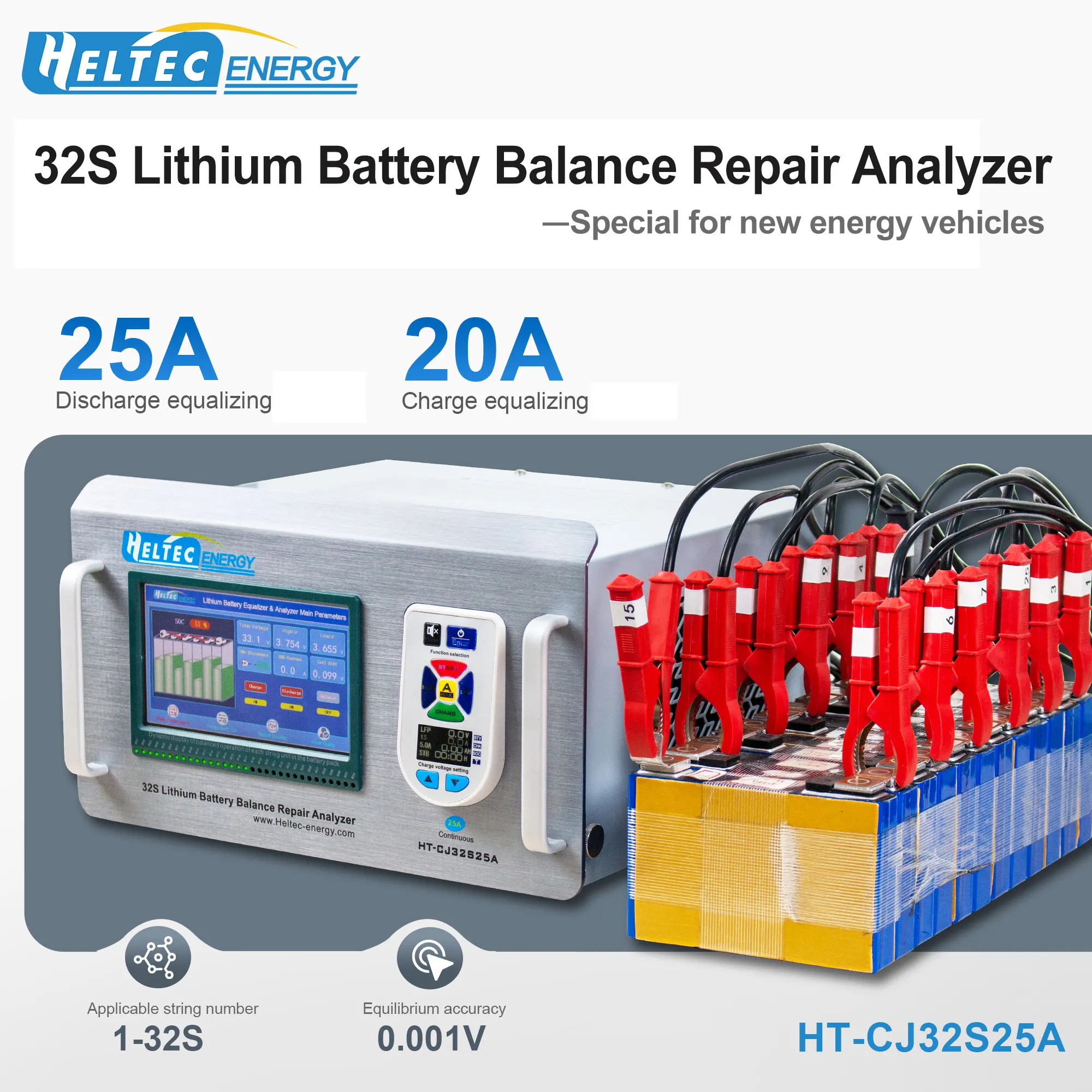 

heltecbms 32s lifepo lithium LTO battery tester charge/discharge equalizer 25A Car Battery voltage balance Repair battery