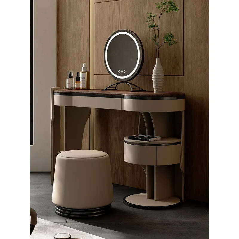 Light luxury solid wood dresser master bedroom premium Italian minimalist ebony makeup table bedroom makeup mirror