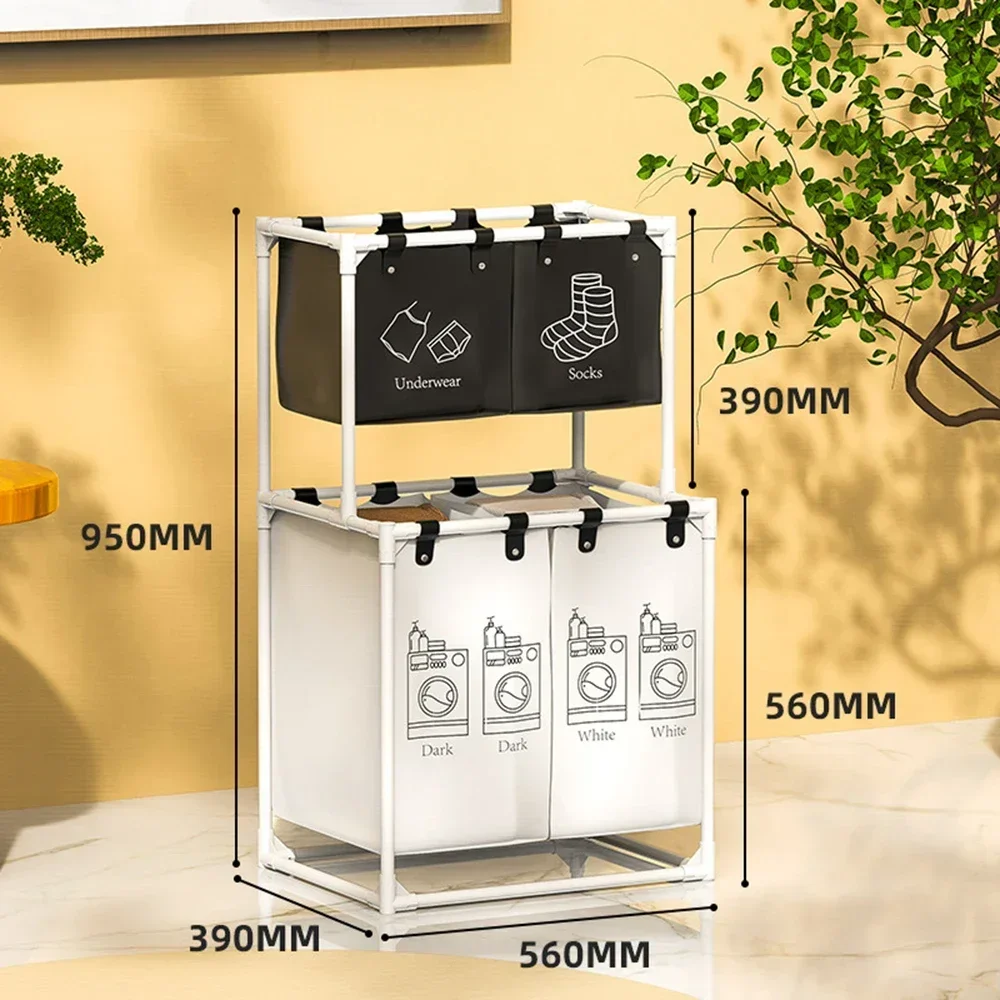 

l Simple Clothes Storage Removable Laundry Basket Balcony Shelf Basket Folding Dirty Clothes Organizer Household Bathroom Stora