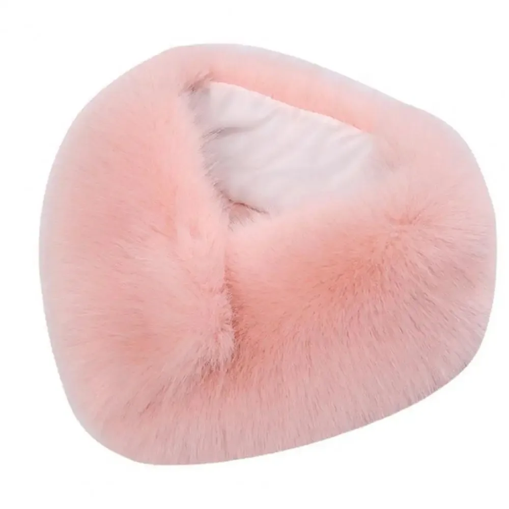 Double Sided Scarf Windproof Thick Warm Faux Fox Fur Neck Warmer Loop Circle Design Detachable Furry Neck Stole