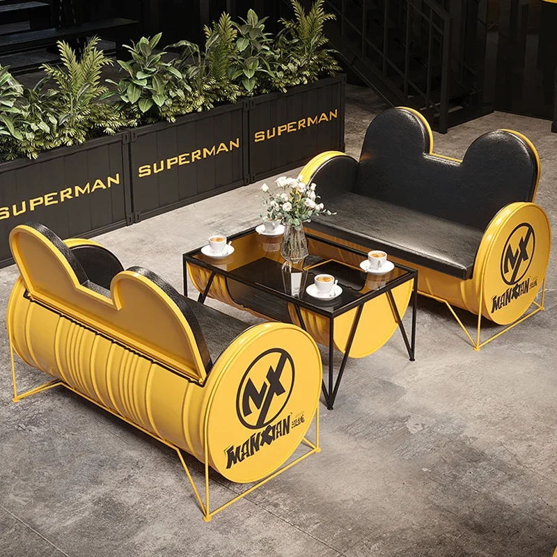 Card seat sofa table and chair combination Industrial style milk tea shop Dessert shop Clothing store Bar Cat coffee Creative