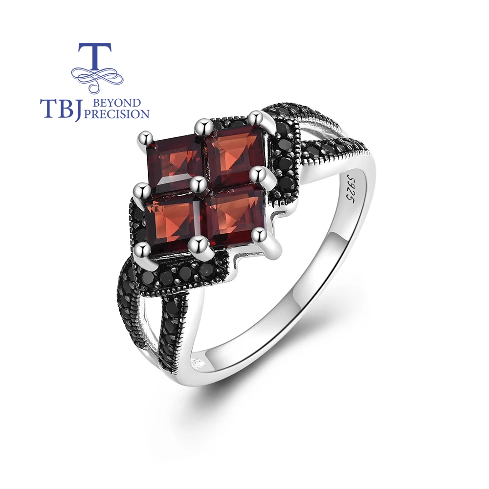 

New arrival! unique ring with Natural Garnet gemstones Women's fine jewelry 925 sterling Silver