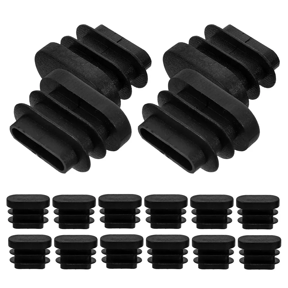 30Pcs Oval Table Chair Leg Caps Black Plastic Furniture Feet Replacement Patio Chair Leg Protectors Floor Scratch Prevention