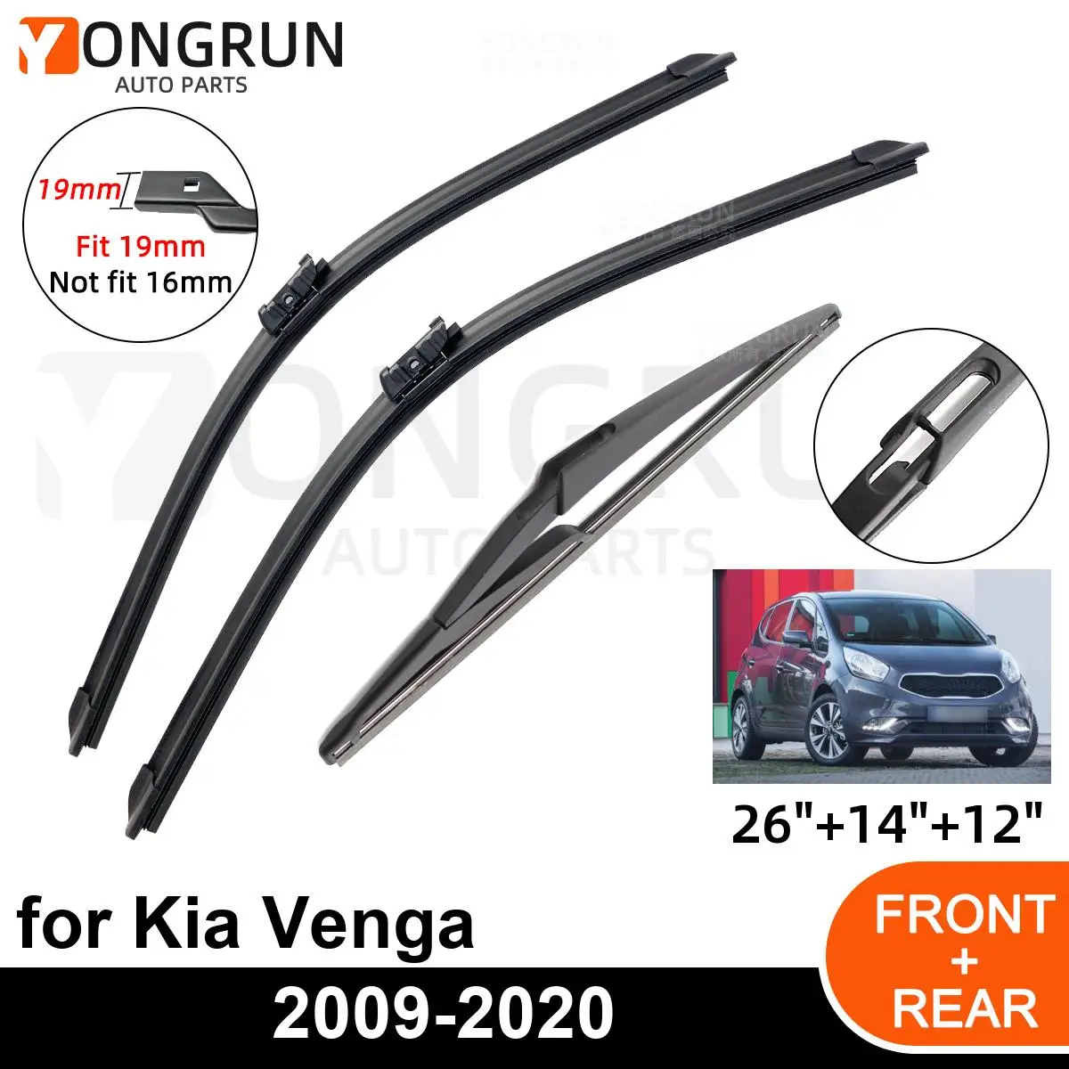 

Автомобильный стеклоочиститель для Kia Venga 2009-2020, 3 шт., переднее и заднее ветровое стекло, всесезонные, прочные аксессуары 2009, 2010, 2011, 2012, 2019, 2020