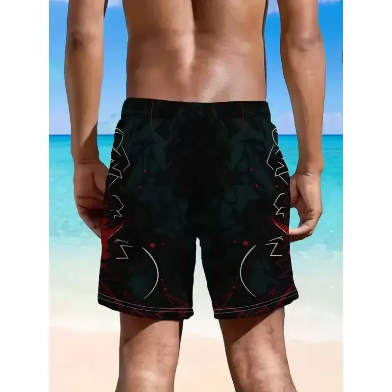 Casual Cool Shorts Men 2026 Geometric Pattern Breathable Polyester Soft Micro Elastic Comfortable Outdoor Activity Summer