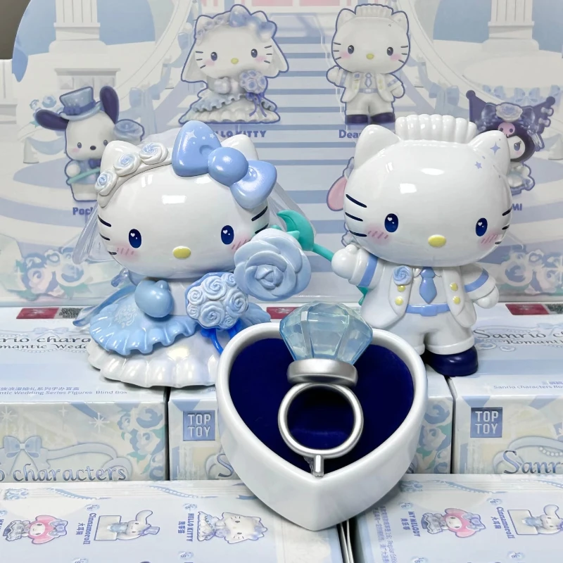 

New Genuine Blue Romantic Wedding Series Blind Box Figurine Trendy Toys Kuromi Melody Kt Anime Figures Mystery Box Wedding Gift
