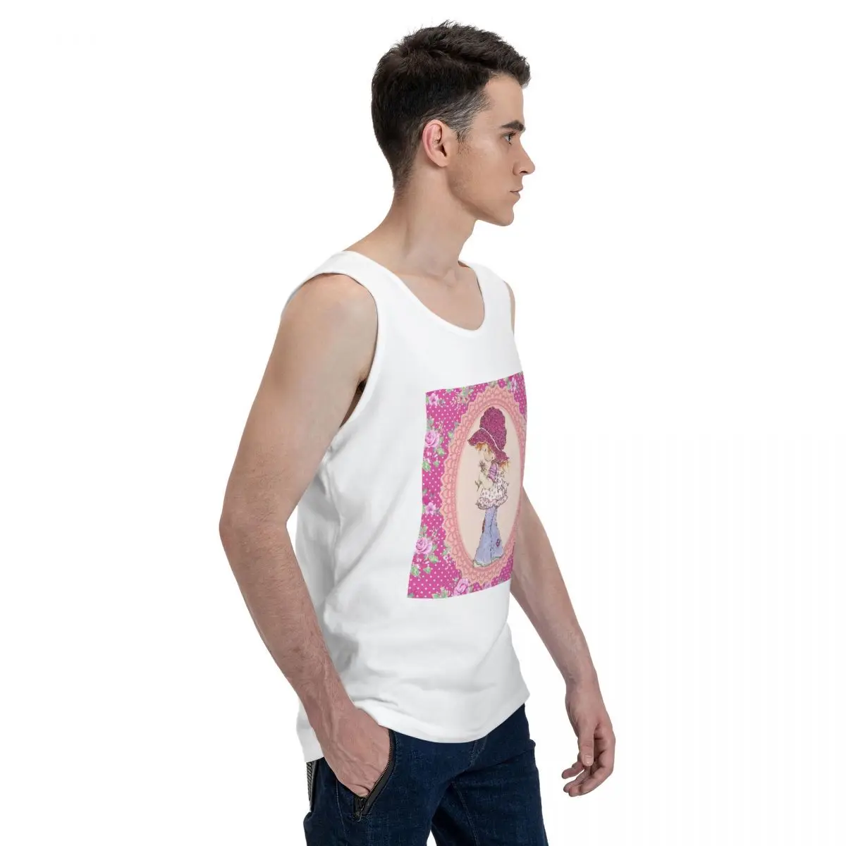 Kawaii Sarah Kay 100% Cotton Men's Sweatshirt Vest Sleeveless Clothing Tees Men Tank Tops T-shirt