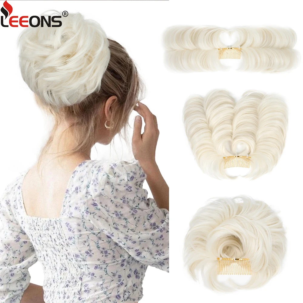 

Synthetic Short Ponytail Messy Bun Hairpiece Tousled Updo Hair Bun For Women Side Comb Clip In Hair Extension Adjustable Chignon