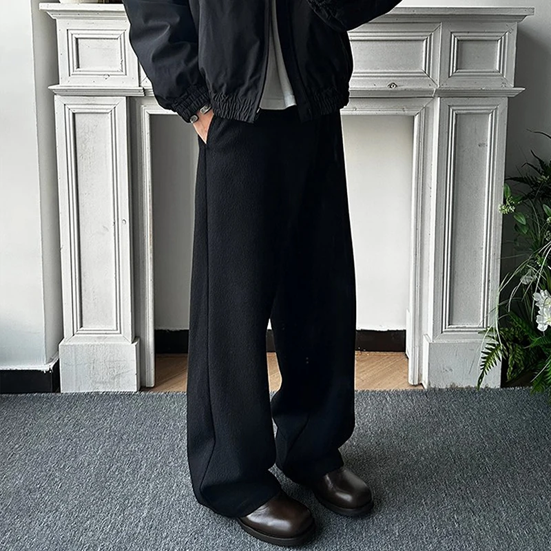 WTHT Fashion New Men's Loose Straight Solid Color Blazer Pants Trendy 2025 Autumn Wide Leg High-waisted Trousers Male 2A2395