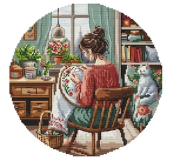 Cross stitch Kit 14CT Canvas Cross Stitch Embroidery Set Craft --15-Girl Series-Embroidery 34-34 Cross Stitch Set