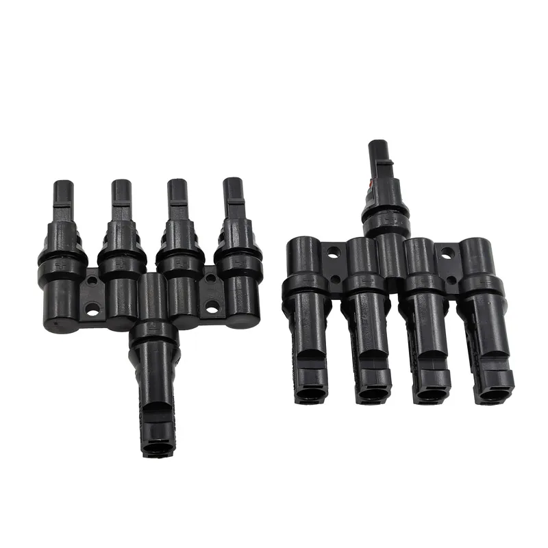 1 Pair IP67 Approved 4 to 1 Male With Female Solar PV Connector T Type Solar 100% PP0 Parallel DIY Solar Kits System T Branch